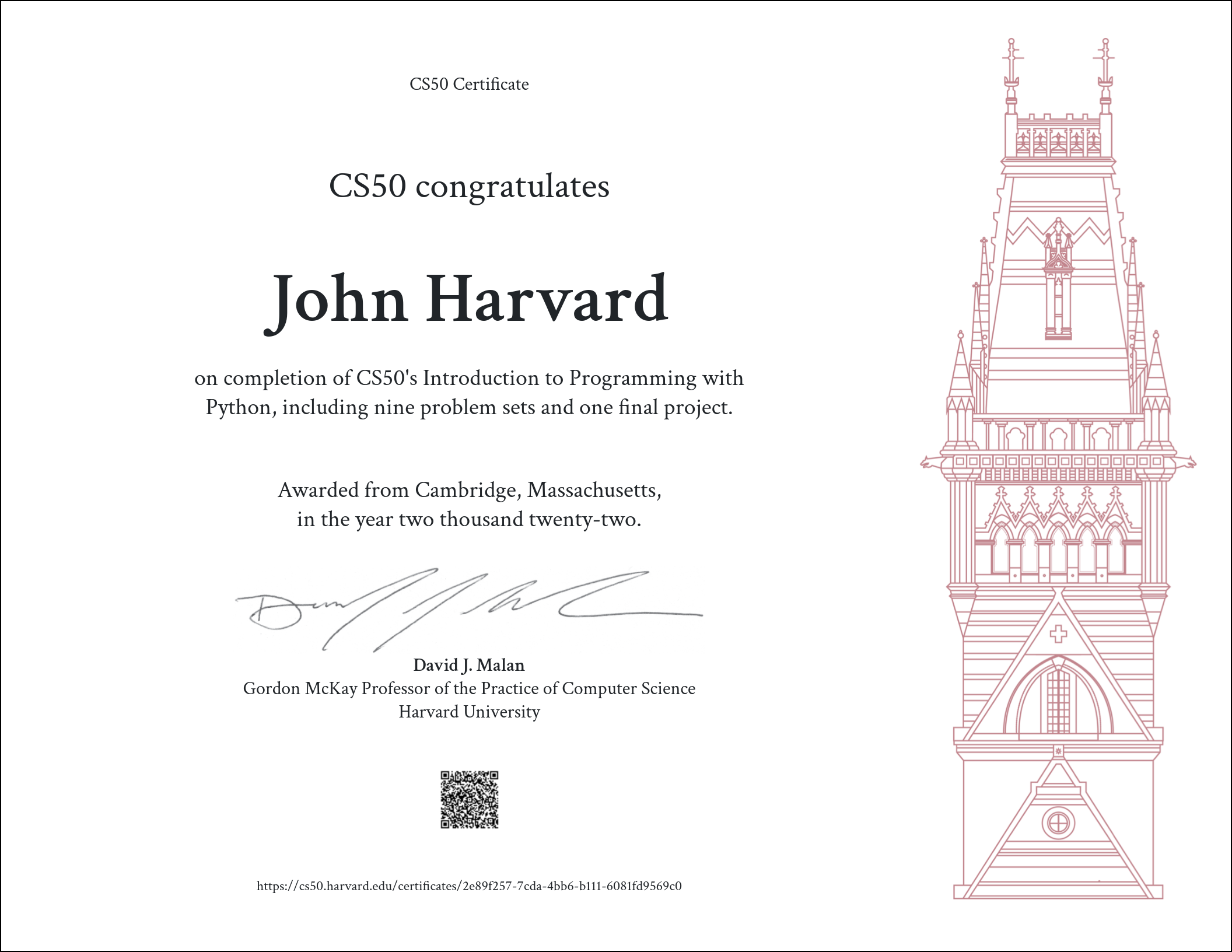 Sample Certificate